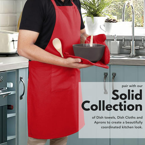 Native Fab Pot Holders and Oven Mitts Set - 4-Piece Kitchen Heat Resistant Cotton Set in Red