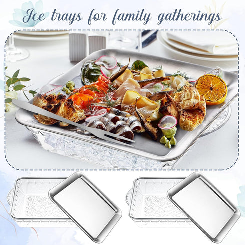 4 Set 9" Baderke Chilled Serving Tray for Parties with Compartments Ice Chilled Party Platter Charcuterie Serving Board
