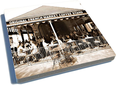 EXIT82ART - Stone Drink Coasters (Set of 4), New Orleans French Quarter, Vintage Black and White Images, Tumbled Stone,