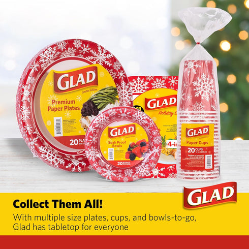 Glad Disposable Aluminum All-Purpose Pans in Red & White Snowflake Pattern, 2ct with Lids, Durable Foil Steam Pans