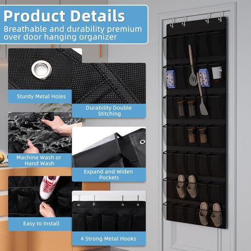 35 4 Aisoso Over the Door Shoe Organizer with Large Breathable Mesh Pockets and Metal Hooks Space Saving Hanging
