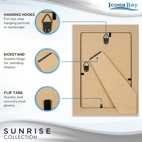 Icona Bay - 4x6 Picture Frames - Black, 5 Pack - Painted Solid One-Piece Wood Composite, Modern Farmhouse