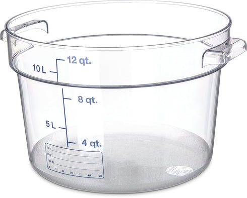 Carlisle FoodService Products Storplus Round Food Storage Container, 12 Quart, Clear, Stackable Design