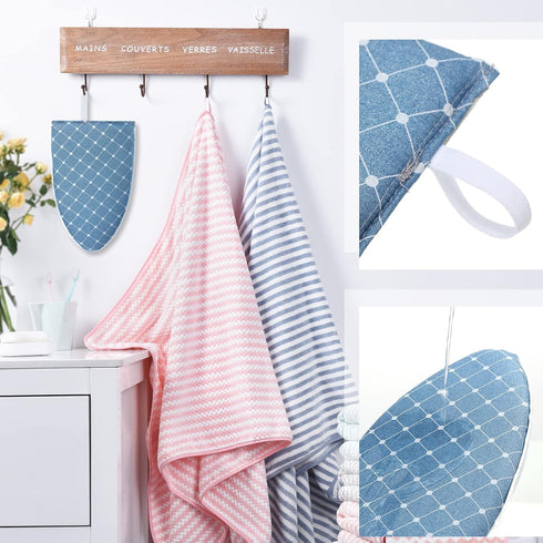 2 Pieces Gloves for Steamer, Waterproof Anti Steam Mitt with Finger Loop for Heat Resistant Ironing Board (Blue, Plaid)