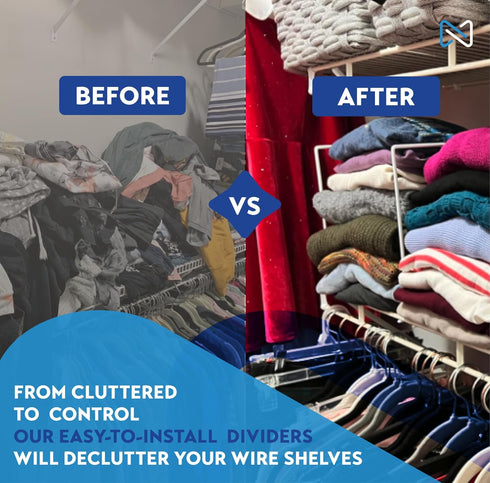 Closet 8-Pack Set-Up Closet 12 inches 12 inches White Wire Shelf Dividers for Organization Sturdy and Easy Shelf