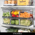 iDesign Recycled Plastic Crisp Large Divided Fruit and Vegetable Storage, 14.82" x 6.32" x 3.76" with Easy Grip Handles