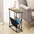 21 Inch MyGift Narrow Side Table for Small Spaces, Tall Slim End Table with Magazine Holder Sling, Wooden Narrow