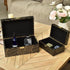 Velvet Decorative Boxes Storage Accessory Organizer with Gold Stripe, Set of 2, Black