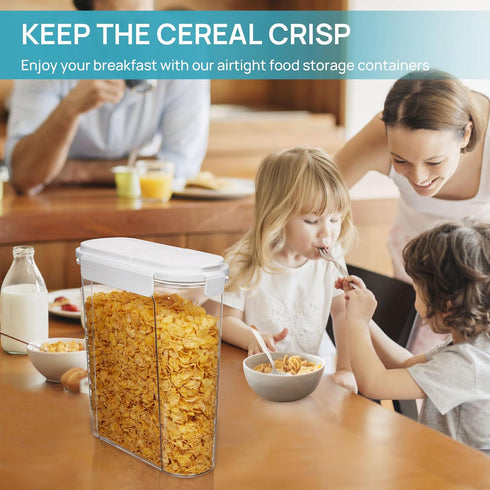 Set, 3 (135.2oz/4L) Vtopmart Cereal Containers PCS Airtight Food Storage Container with Flip-Top Lids, Plastic