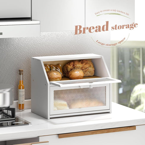 Countertop STDDRE Bread Box for Kitchen Bin Double Layer Bread Box Storage Container Extra Large Capacity Farmhouse