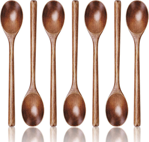 7PCS Wooden Spoons for Cooking, 9.3 Inch Large Ladles for Pasta, Mixing, Stirring, Baking, Cooking Utensils Set
