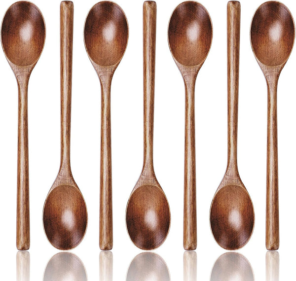 7PCS Wooden Spoons for Cooking, 9.3 Inch Large Ladles for Pasta, Mixing, Stirring, Baking, Cooking Utensils Set