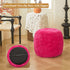 XeGe Fluffy Faux Fur Inflatable Pouf Ottoman, Soft Fuzzy Foot Stool Anti-Slip, Plush Foldable Foot Rest Floor Pouf