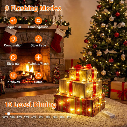 6 Pack 7ft 20LED Dimmable Rechargeable Fairy Lights with Remote & DIY Timer, Silver Wire String Light for Mason Jar