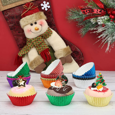 BAKHUK 500pcs Cupcake Liners for Baking, Foil Cupcake Liners, Standard Size 2 Inches, 10 Colors