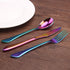 Rainbow Silverware Set - 20-Piece Stainless Steel Flatware Set with Round Edge, Service for 4, Dishwasher Safe