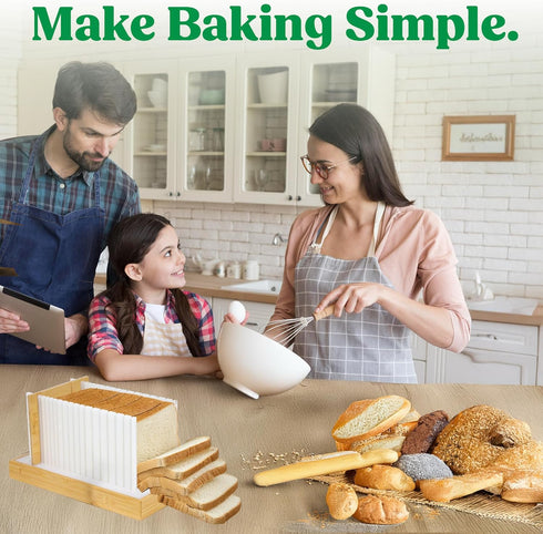 3 3 Upgraded Bread Slicer for Homemade Bread, Adjustable Loaf Widths and Slice Thicknesses, Compact and Foldable Loaf