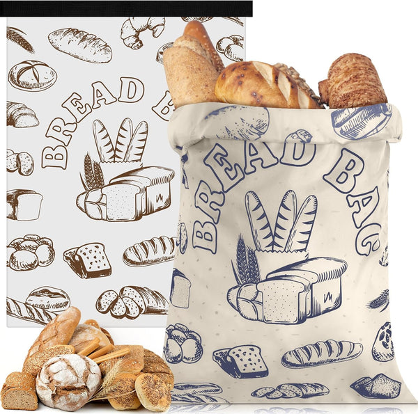 2 Pcs Bread Bags for Homemade Maker Gift Zipper Reusable Beeswax Bread
