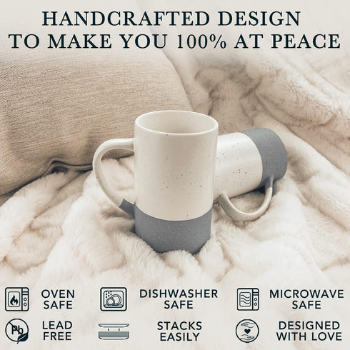 12oz Set 4 MORA Ceramics Coffee Mug of - Ceramic Tea Cups with Handle - Microwave and Dishwasher Safe, Perfect For Cup