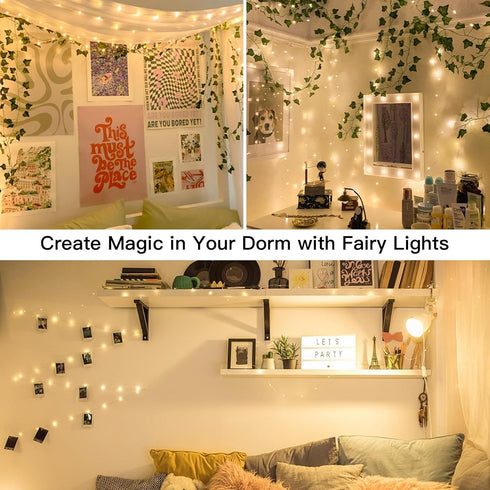 suddus 66ft 200 LED Outdoor String Lights, Warm White Christmas Fairy Light Battery Operated with Remote