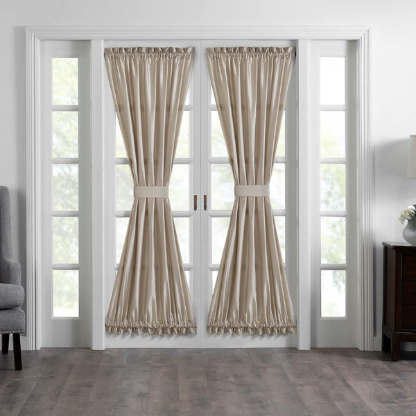 Elrene Home Fashions Colette Faux-Silk French Door Window Panel, 54 in x 72 in (1 Panel), Taupe