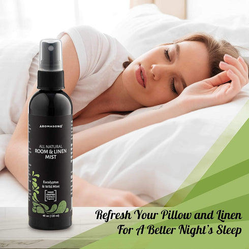 Aromasong Eucalyptus & Wild Mint Linen and Room Spray, Natural Aromatic Mist for Relaxation
