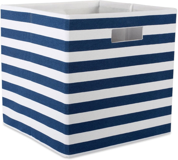 DII Polyester Cube Storage Collection, Collapsible Hard Sided Bin, 13x13x13", Nautical Blue