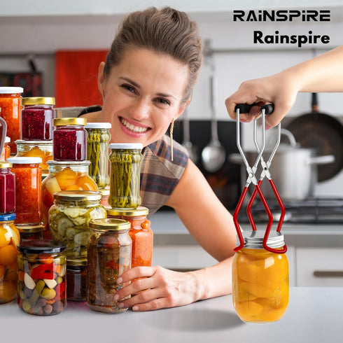 Canning Jar Lifter, Canning Tongs, Canning Tools, Supplies for Home Kitchen, Stainless Steel, Red