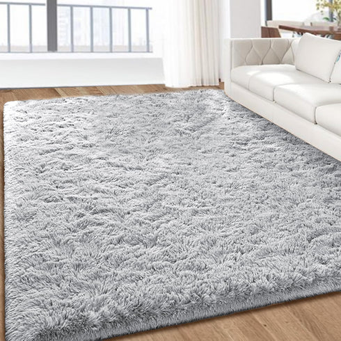 IR Imperial Rooms 4x6 Feet Grey Luxury Area Rug, Soft Fluffy Shaggy Carpet for Living Room, Non-Slip Home Decor