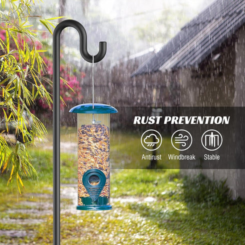 76 Inches 5 Forlogic Bird Feeder Pole Shepherd Hooks for Outdoor, Heavy Duty Bird Feeder Pole for Garden Decor, Black
