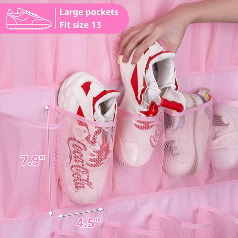 35 Closet MISSLO Large Pockets Over The Door Shoe Organizer Sturdy Oxford Fabric Hanging Shoe Rack for Door Mesh Shoe