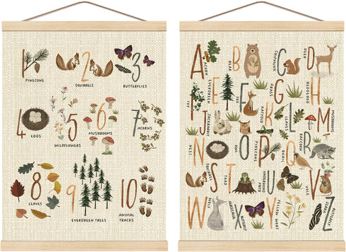 Boat Wades Numbers Animals Alphabet Poster Hanger Frame Set of 2, Forest