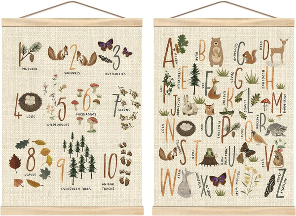 Boat Wades Numbers Animals Alphabet Poster Hanger Frame Set of 2, Forest
