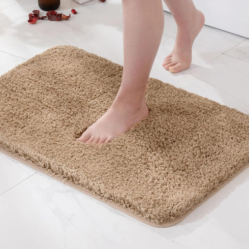 MIULEE Non Slip Bathroom Rug Bath Mats, 20x30 Light Brown, Absorbent Thick Soft Microfiber, Machine Washable