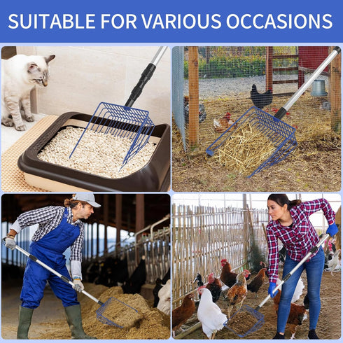 Jonkehai 6inch 23 42" Chicken Poop Scooper Metal Chicken Litter Scoop Extendable Metal Cat Litter Scoop to Long Chicken