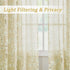 FMFUNCTEX Linen Sheer Curtains, 84 Inches Long, Cream Blossom Floral Print, Light Filtering Linen Blend, 2 Panels