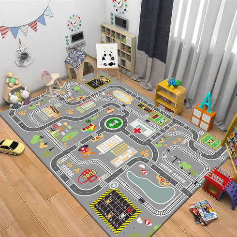 KEBEXXY Room,47X63Inch/120X160CM Kids Rug Play Mat Great for Playing with Cars and Toys,Educational Kid Road