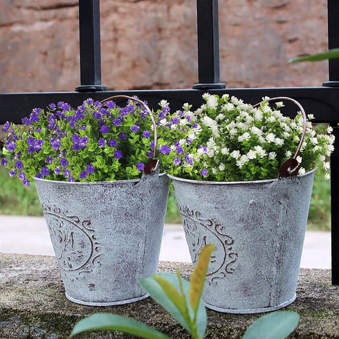 RECUTMS Artificial Flowers, Fake Boxwood Outdoor UV Resistant Plants, Eucalyptus Greenery Shrubs for Home Garden
