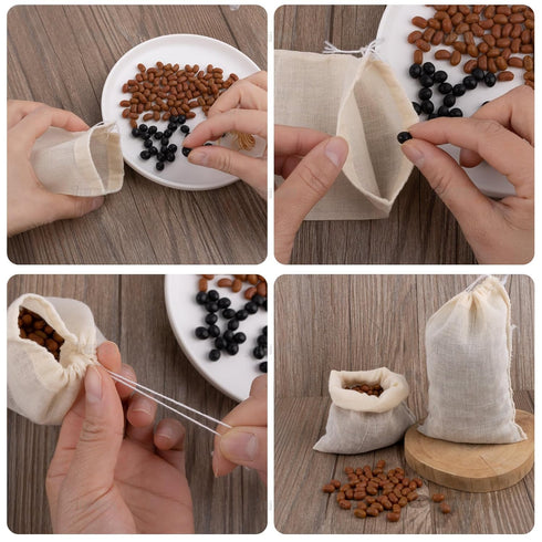 AUEAR Reusable Drawstring Cotton Soup Bags, 12 Pack, 4"x6" Coffee Chinese Medicine Tea Bag Brew Straining Herbs