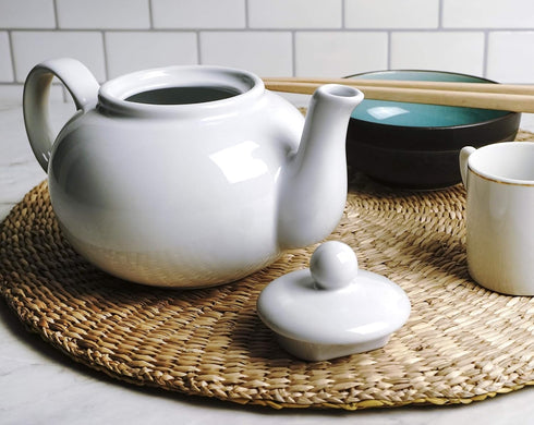 RSVP International Stoneware Teapot Collection, Microwave and Dishwasher Safe, 16 oz, White by RSVP