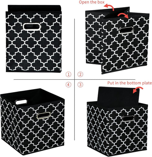 Set of 3 Fabric Cloth Storage Bins, Foldable Cube Organizer with Dual Handles, Black Light for Home Bedroom Storage