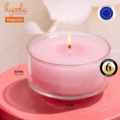 HYOOLA Scented Tealight Candles, Magnolia Scented, 15 Pack with 6 Hour Burn Time