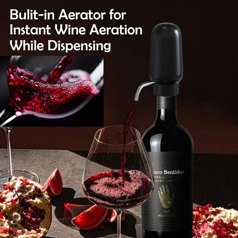 Electric Wine Aerator and Dispenser, Rechargeable Wine Decanter, Black