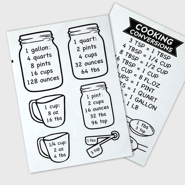 Kitchen Conversion Chart Wall Decor, Metric Measurement for Cooking, Baking, Fridge Decor, 11.4x8.3 in Sticker