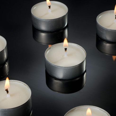 Tribello White Tea Lights Candles, Unscented Tealight Candles for Home, Travel, Emergencies - 12 Small Candles