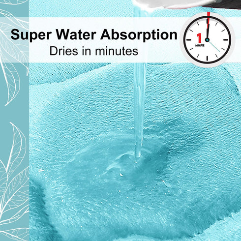 OLANLY Memory Foam Bath Mat Rug 30x20, Ultra Soft Non-Slip Absorbent Bathroom Rug for Shower, Sky Blue