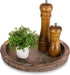 Hanobe Rustic Wooden Serving Tray, Round Decorative Butler Tray for Home Decor Centerpiece