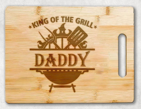 King Of The Grill Cutting Board, Daddy Griller Gift, Best Daddy Cutting Board