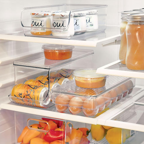 21 iDesign Clear Plastic Egg Holder for Fridge with Lid - Egg Storage Container Organizer Bin