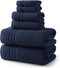 REDKISS Navy Towels Set 6 Piece Cotton Towel Sets with 2 Bath